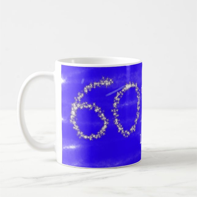 Mug 60 & fabuleux anniversaire bleu argent ajouter nom (Gauche)