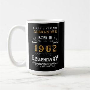 Mug 60e anniversaire 1962 Nom Legendary Black Gold Gra