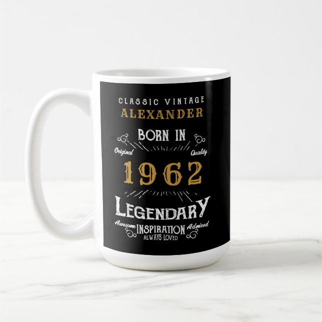 Mug 60e anniversaire 1962 Nom Legendary Black Gold Gra (Gauche)
