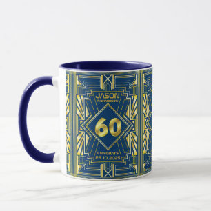 Mug 60e anniversaire Art Déco Gold Blue Great Gatsby