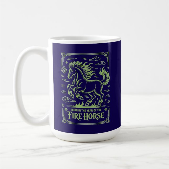 Mug 60e anniversaire Cheval de Feu Zodiaque Chinois 20 (Gauche)