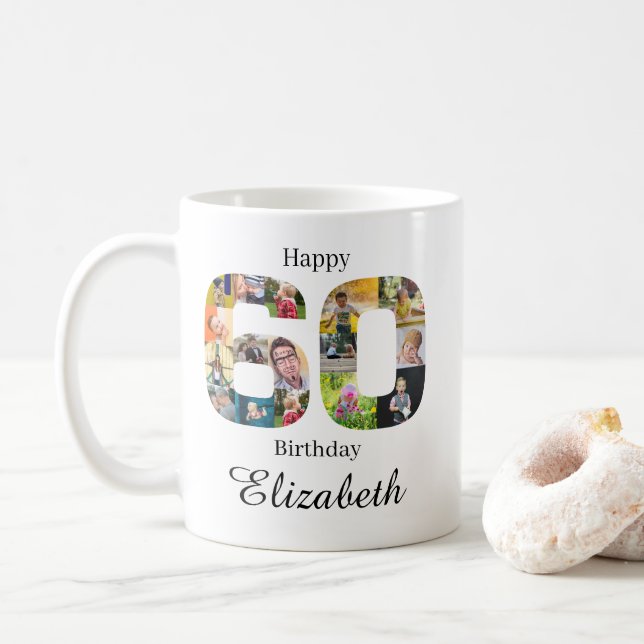 Mug 60e anniversaire Créez votre propre photo Instagra (Avec donut)