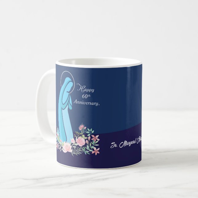 Mug 60e anniversaire de la vie religieuse Nun Fleur ro (Devant gauche)
