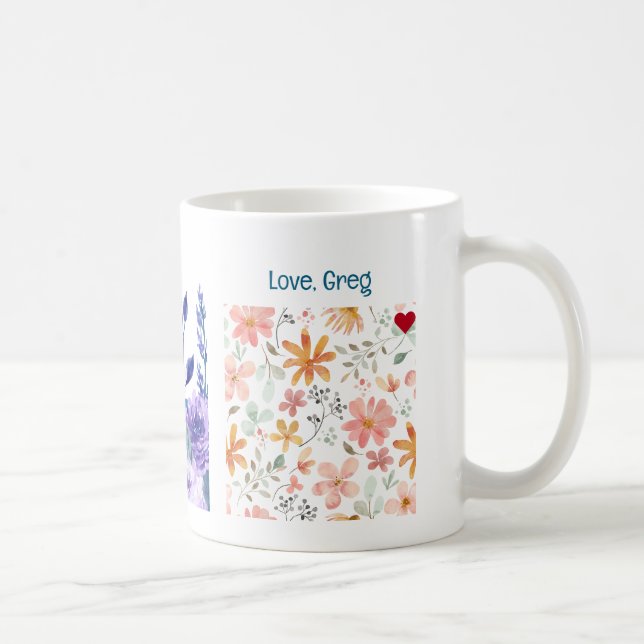 Mug 60e anniversaire Fleurs Aimer Élégant Floral moder (Droite)