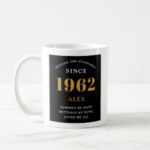 Mug 60e anniversaire Nom 1962 Black Gold Elegant Chic