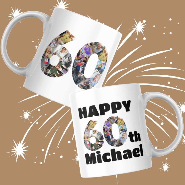 Mug 60e anniversaire photo mémoire photos photos image (Créateur téléchargé)
