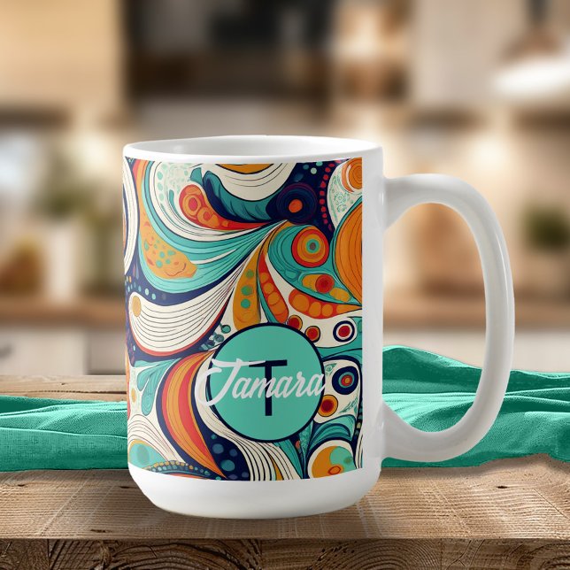 Mug 60s les années 70 Vibe Retro Swirls Abstrait Pat#1 (Créateur téléchargé)