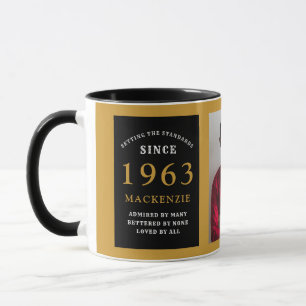 Mug 60th Birthday 1963 Black Gold Ajouter Nom Photo