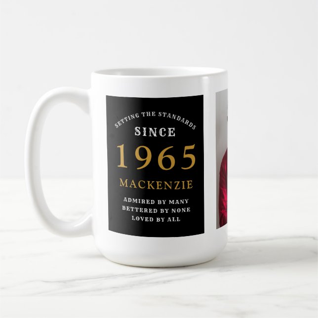 Mug 60th Birthday 1965 Black Gold Ajouter Nom Photo Gr (Gauche)