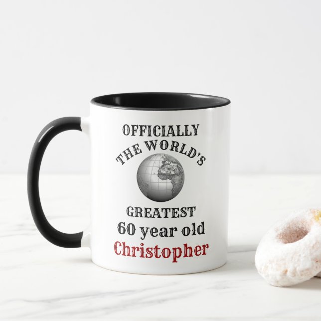Mug 60th Birthday Greatest 60 year old Ajouter Votre N (Avec donut)