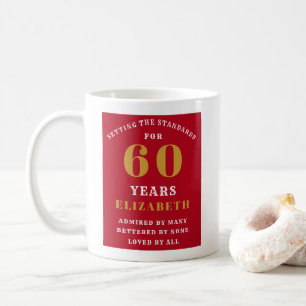 Mug 60th Birthday Red And Gold Ajouter Votre Nom