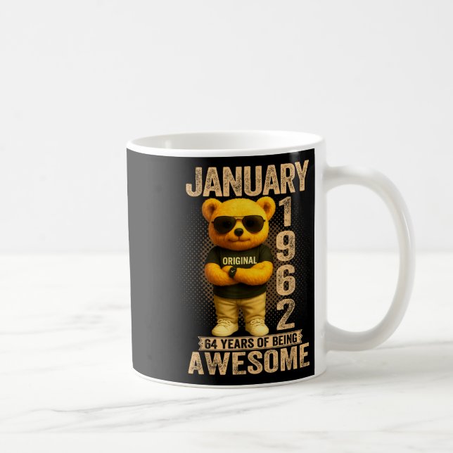 Mug 64 Year Old January 1962 Teddy Bear 64th Birthday  (Droite)