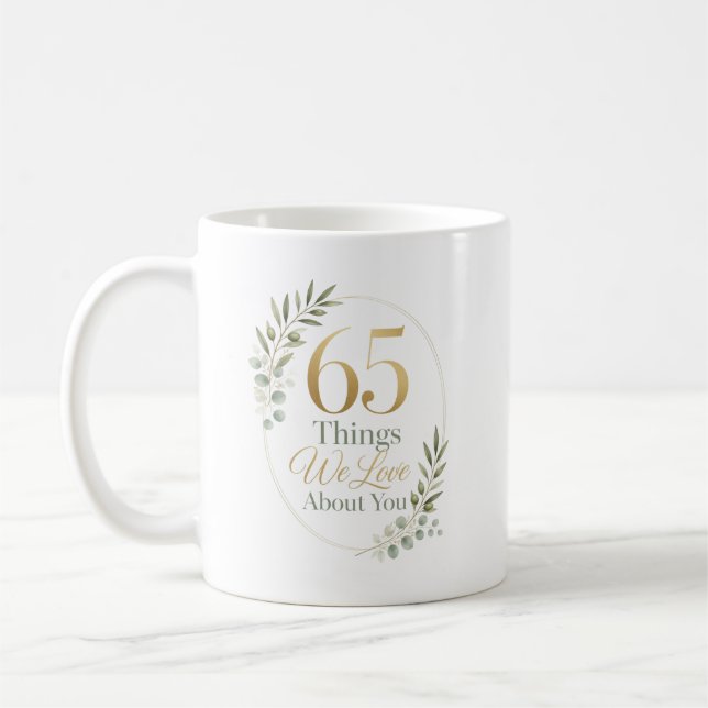 Mug 65 choses personnalisées que nous aimons de vous (Gauche)