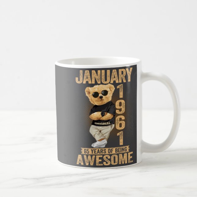 Mug 65 Year Old January 1961 Teddy Bear 65th Birthday  (Droite)