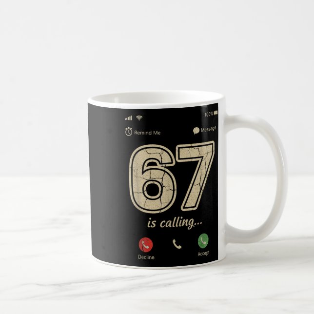 Mug 67 Appelle Drôle Mème de l'argot de la Gen Z Écran (Droite)