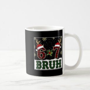 Mug 67 Bruh Drôle de Noël Carreaux Cerfs Santa Chapeau