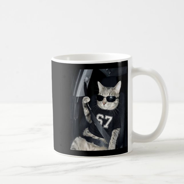 Mug 67 Cat Wearing Sungles Gen Alpha Funny Six Seven 6 (Droite)