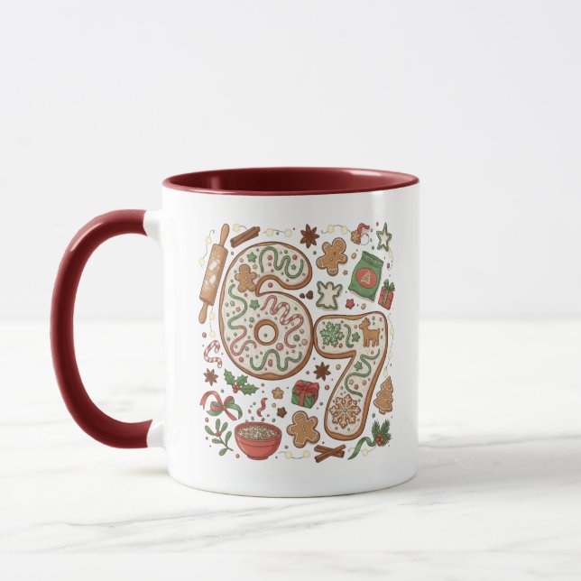 Mug 67 Funny 6 7 Six Seven Gingerbread Cookie Holiday (Gauche)