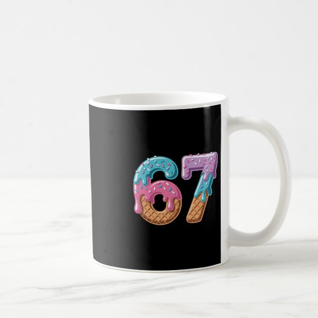 Mug 67 Glace qui dégouline Drôle Six Sept Mème Numéro  (Droite)