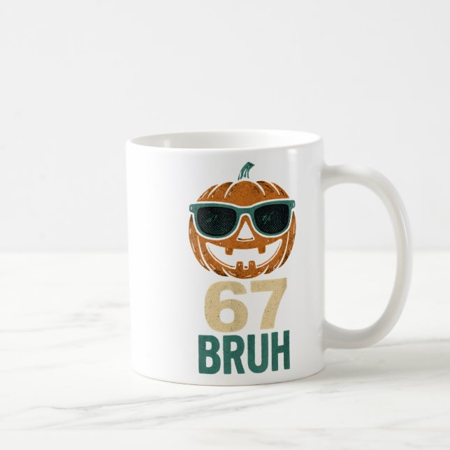 Mug 67 Halloween Bruh Citrouille 6-7 Mème Gen Alpha Sl (Droite)
