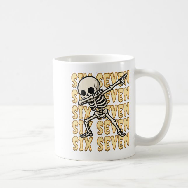 Mug 67 Halloween Drôle Six Sept Mème Brainrot Squelett (Droite)