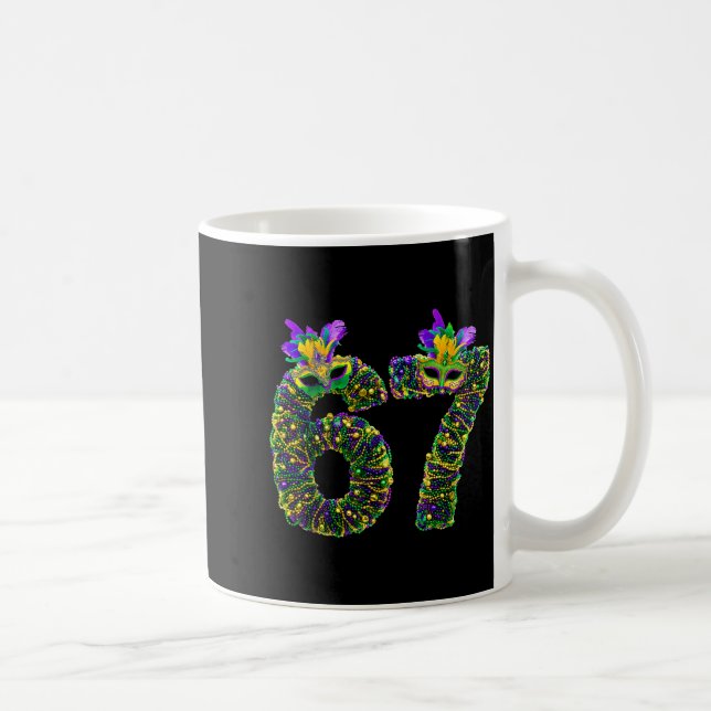 Mug 67 Mardi Gras Beads Mask Six Seven Meme 6 7 Carniv (Droite)