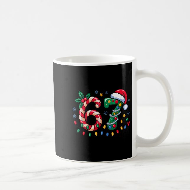Mug 67 Meme de Noël Six Sept Xmas Drôle Garçons Filles (Droite)