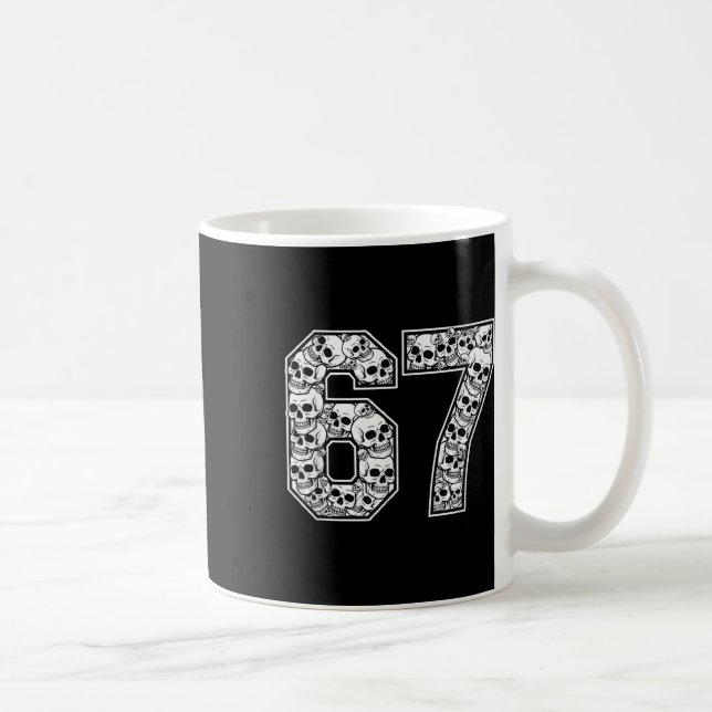 Mug 67 Meme Skull Pattern Graphic Halloween Number Art (Droite)