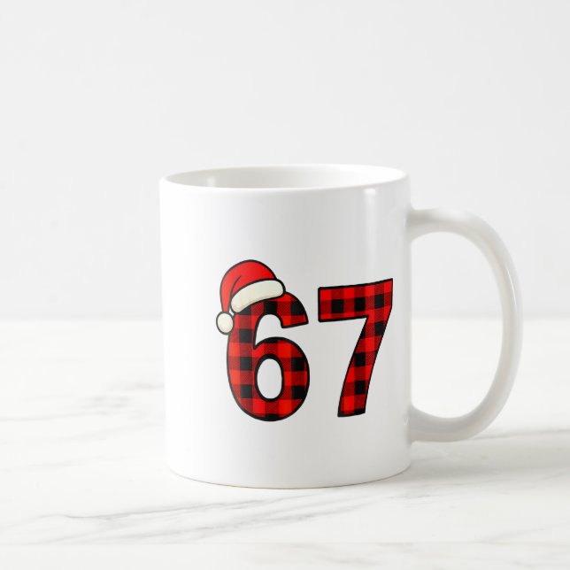 Mug 67 Noël Drôle Six Sept Mème Brainrot Carreaux S (Droite)