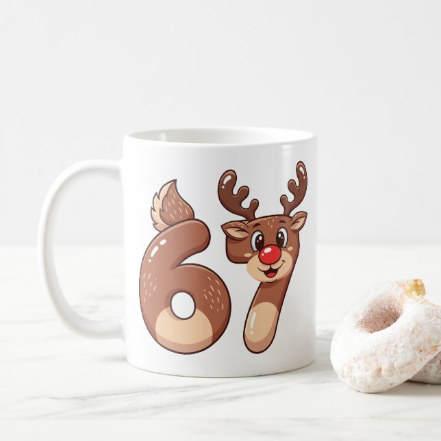 Mug 67 Renne de Noël Mème (Avec donut)