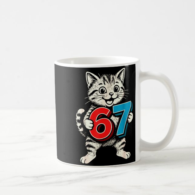 Mug 67 Six Seven 6 7 Chat Drôle  (Droite)