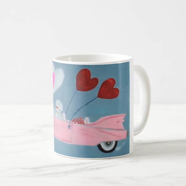 Mug 6 7 Poodle in Pink Classic Car flying in sky  (Devant droit)
