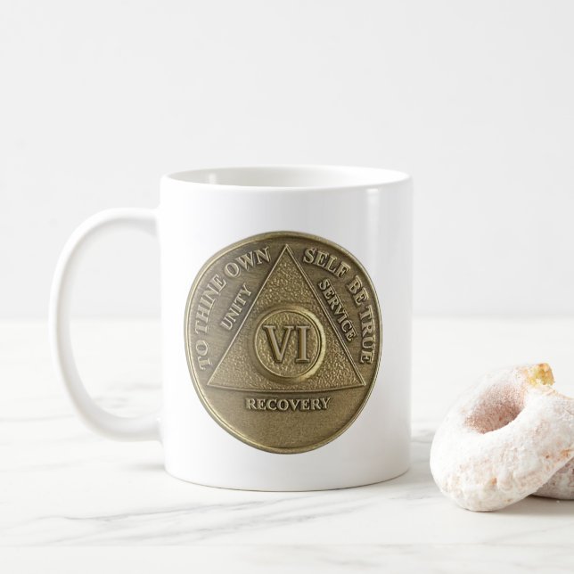 Mug 6 Anniversaire de médaillon Sober de 6 ans (Avec donut)