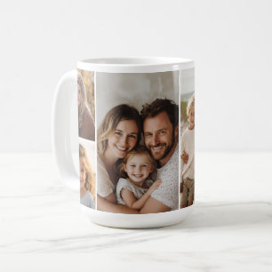 Mug 6 Collage de photos - Fond blanc moderne et minima