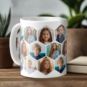Mug 6 Collage de photos - motif nid d'abeille funky -