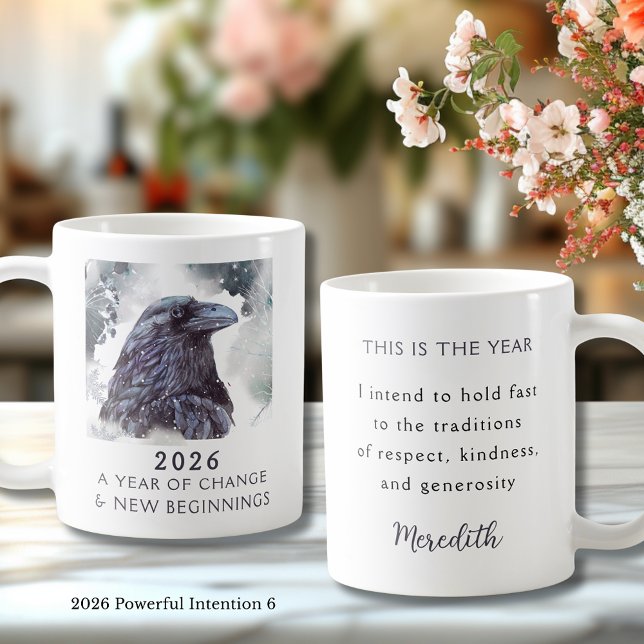 Mug 6. Corbeau 2026 Année de Changement Intention Puis (Raven 2026 Year of Change and New Beginnings Powerful Intention 6 Coffee Mug)