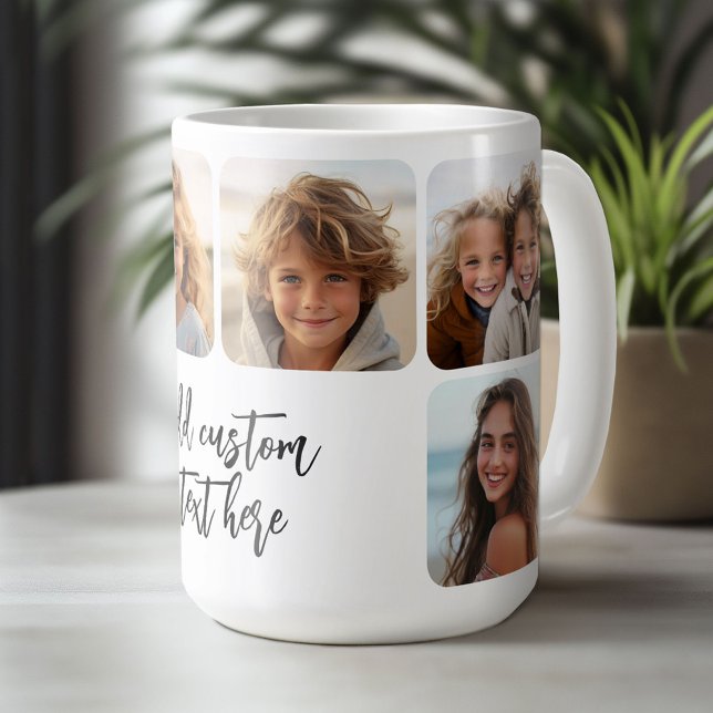 Mug 6 Photo Collage avec script de rebond tendance - b (Custom Photo Mug)