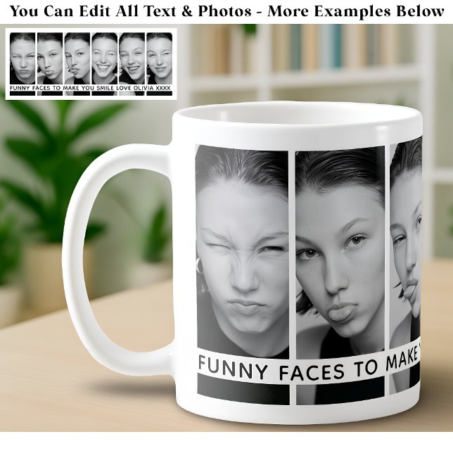 Mug 6 Visages Drôles Photos Personnalisées & Long Mess (Créateur téléchargé)