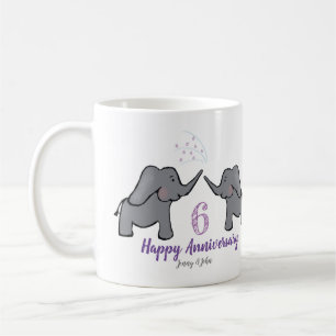 Mug 6e anniversaire de la mariage de fer Mignon élépha