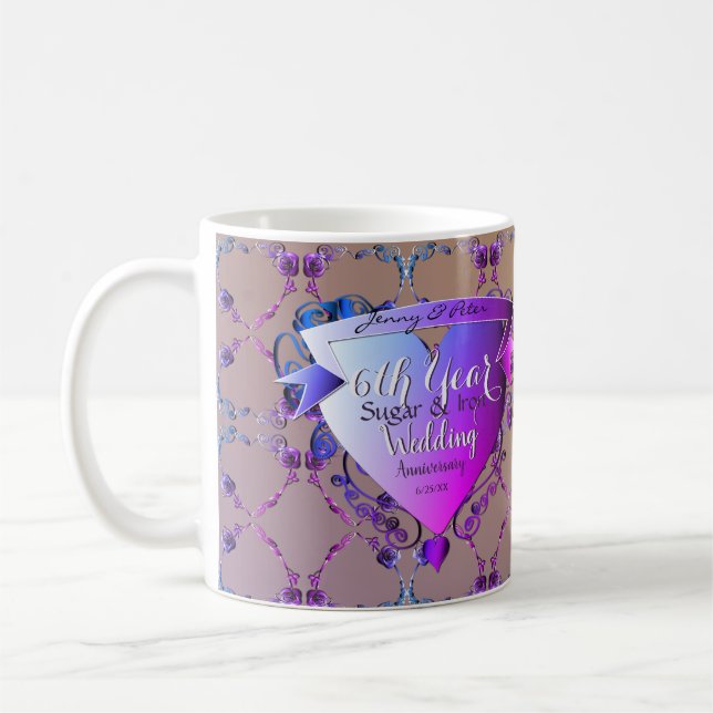 Mug 6e anniversaire Mariage Roses de l'Améthyste (Gauche)
