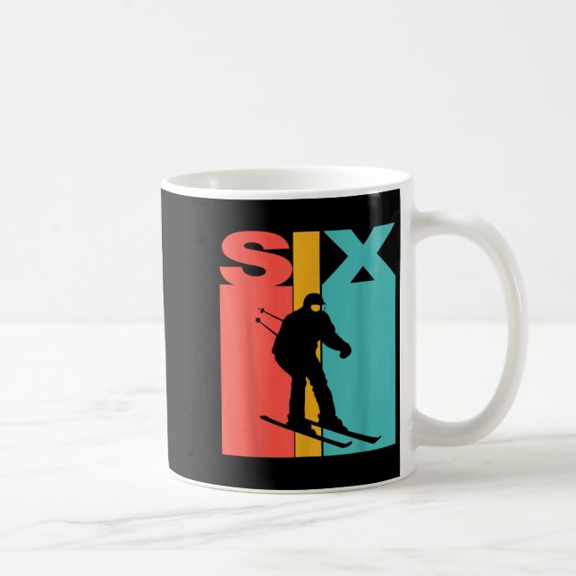 Mug 6e anniversaire Retro Ski 6 ans Garçons Anniversai (Droite)