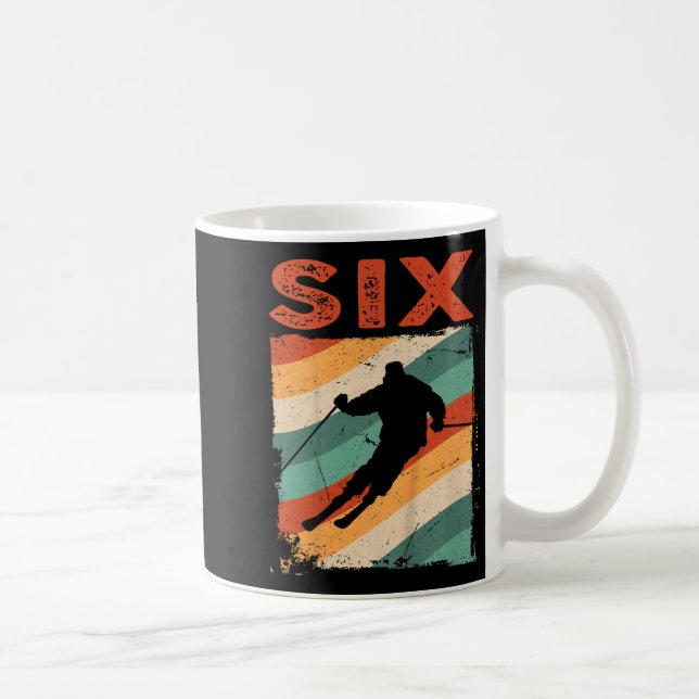 Mug 6e anniversaire Retro Ski Ski 6 ans Garçons Fille (Droite)