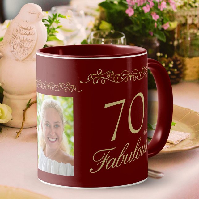 Mug 70 et fabuleux ornement rouge 70e anniversaire Pho (Créateur téléchargé)