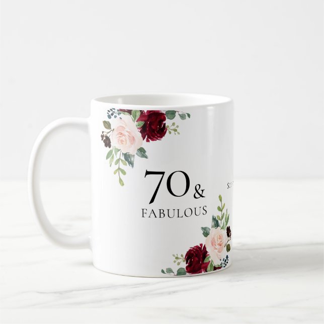 Mug 70 & Fabuleux 70e cadeau de fête d'anniversaire (Gauche)