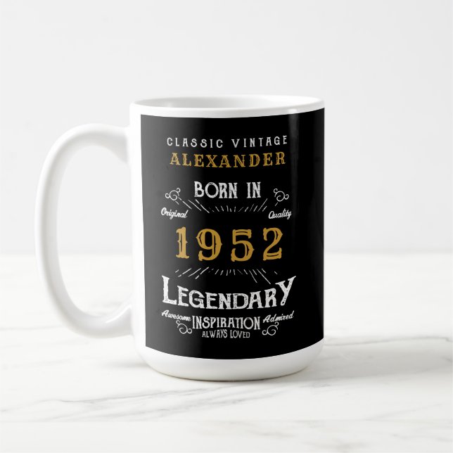 Mug 70e anniversaire 1952 Nom Legendary Black Gold Gra (Gauche)