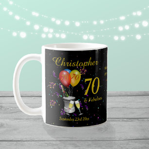 Mug 70e anniversaire Célébration du vin mousseux Noir