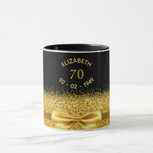 Mug 70e anniversaire noir or nom arc