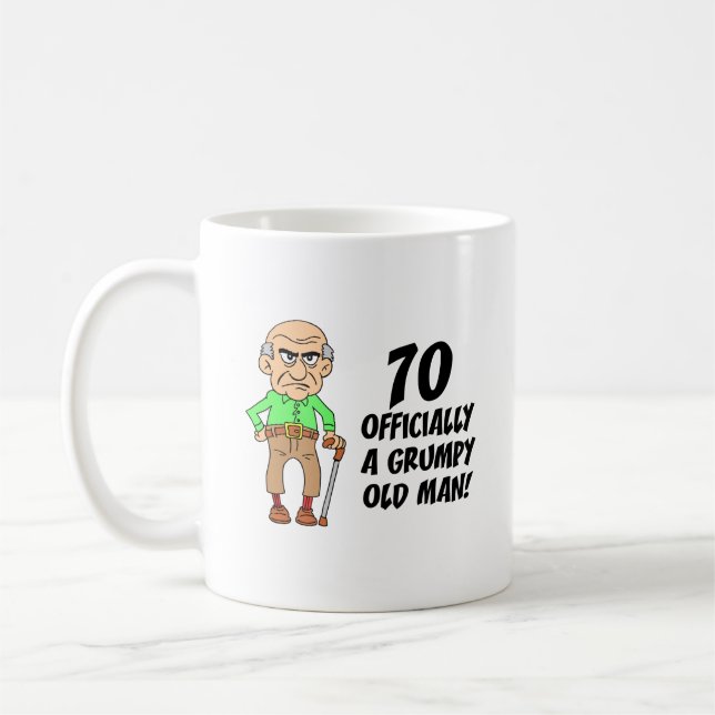 Mug 70e anniversaire officiellement Grumpy Old Man Cof (Gauche)