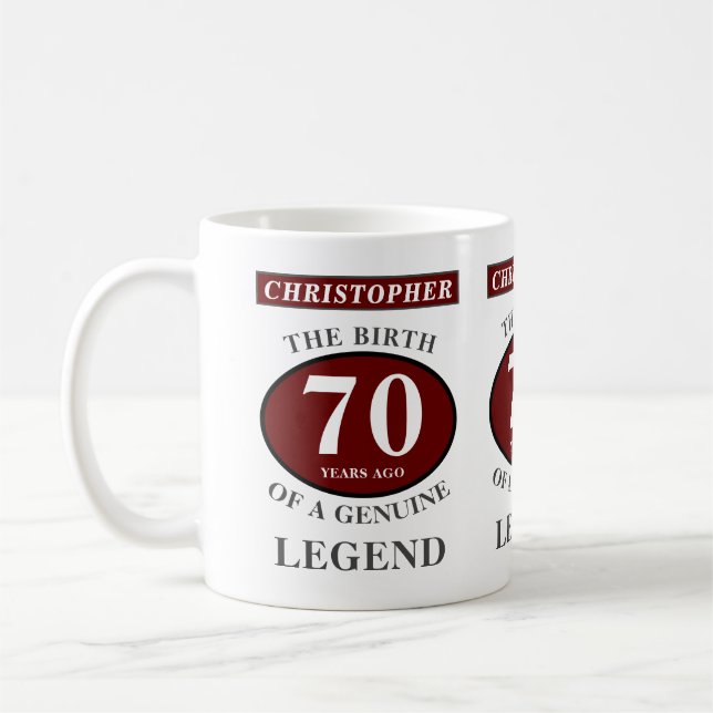 Mug 70e anniversaire Red Genuine Legend Ajouter votre  (Gauche)