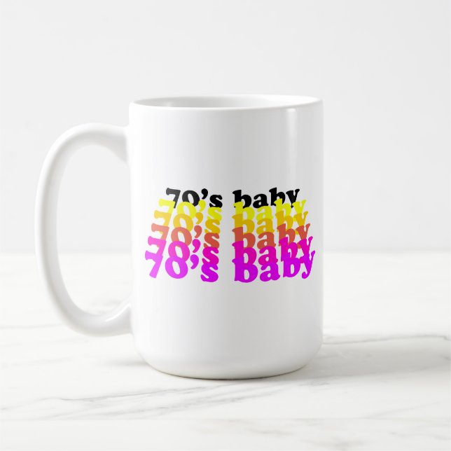 Mug 70'S baby funny birthday present born 1970 - 1979  (Gauche)